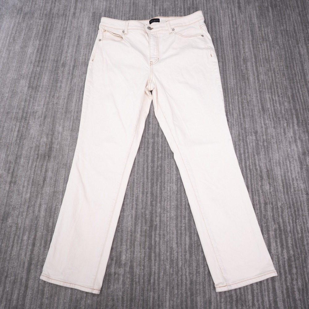 Talbots Straight Leg Jeans Women 12P Cream Excellent High Rise Cotton Blend